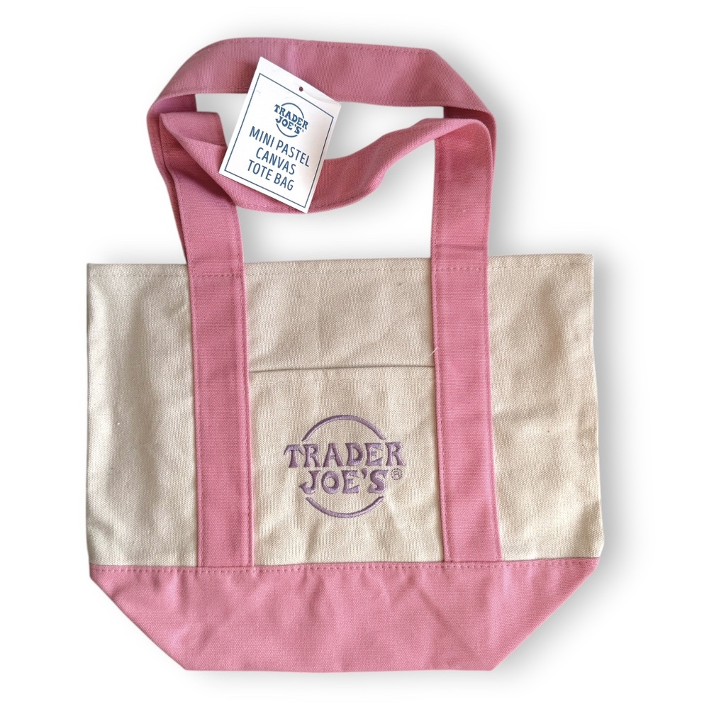 Trader Joe’s Mini Pastel Canvas Tote Bag – Pink